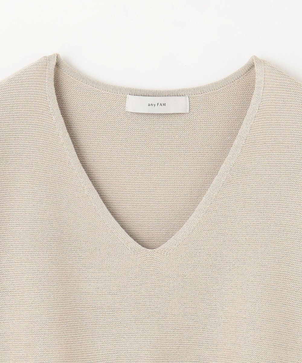 ANY 【洗濯機可】Ｖネックラメガーターニット 
