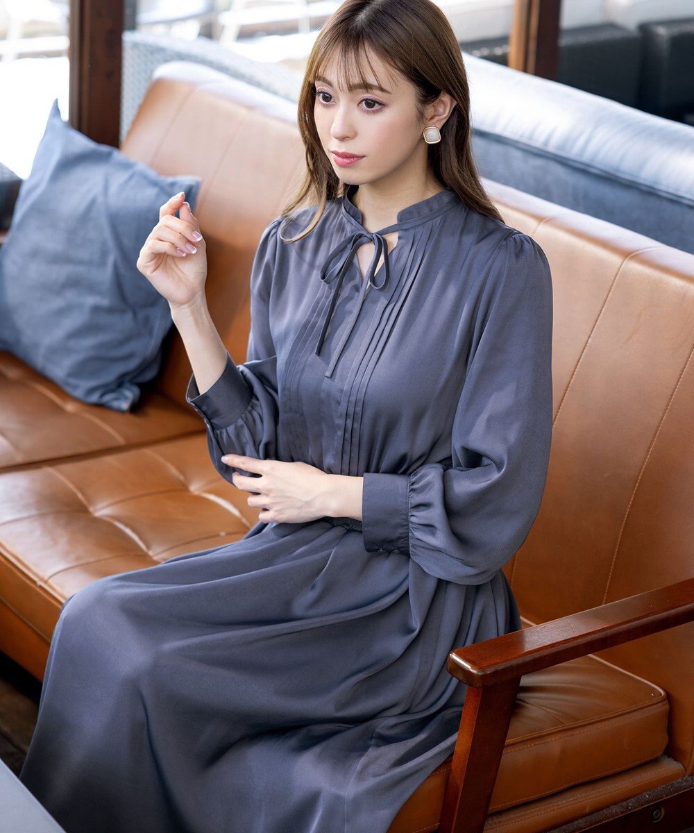 Tiaclasse 【洗える】細リボンギャザーワンピース 