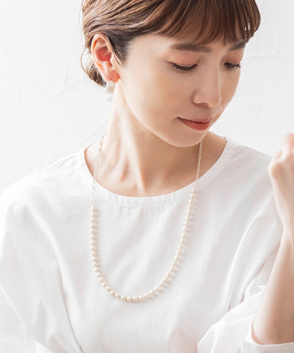 Pisceans コットンパール&フィガロチェーンネックレス 