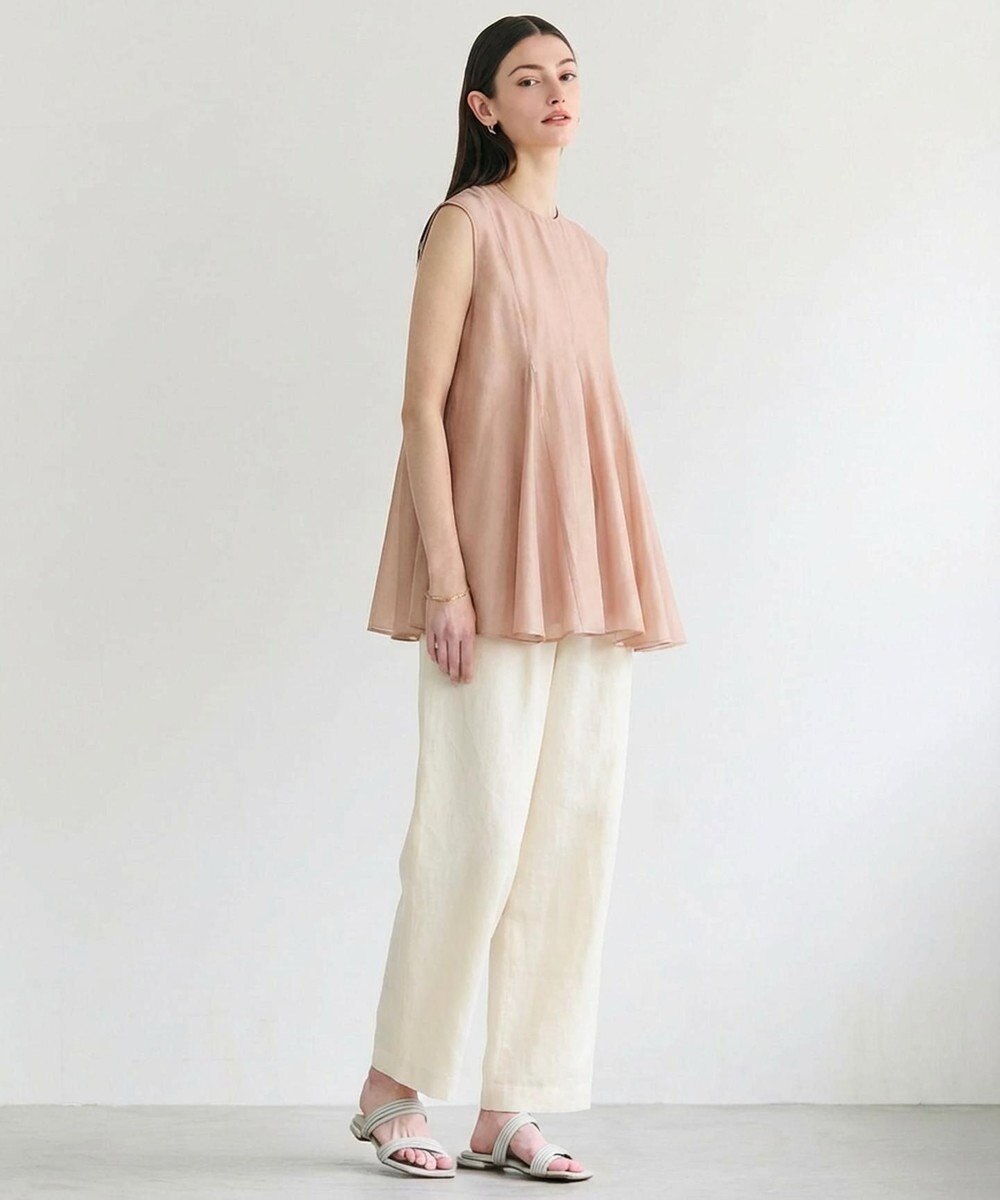 BEIGE， AMARYLLIS / シアー 切り替えフレアブラウス 