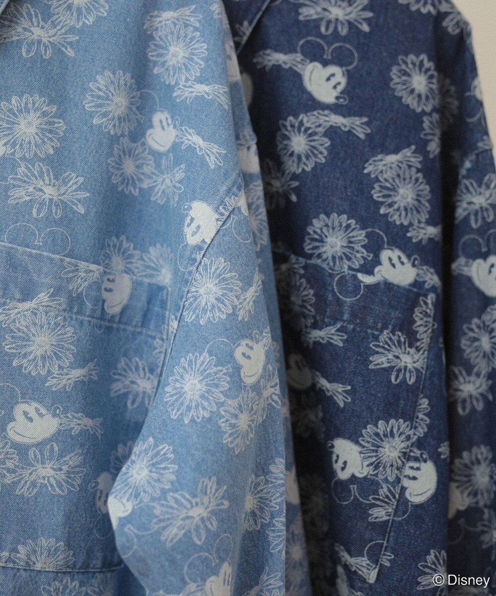 Green Parks ミッキー＆フレンズ／花柄デニムシャツ 