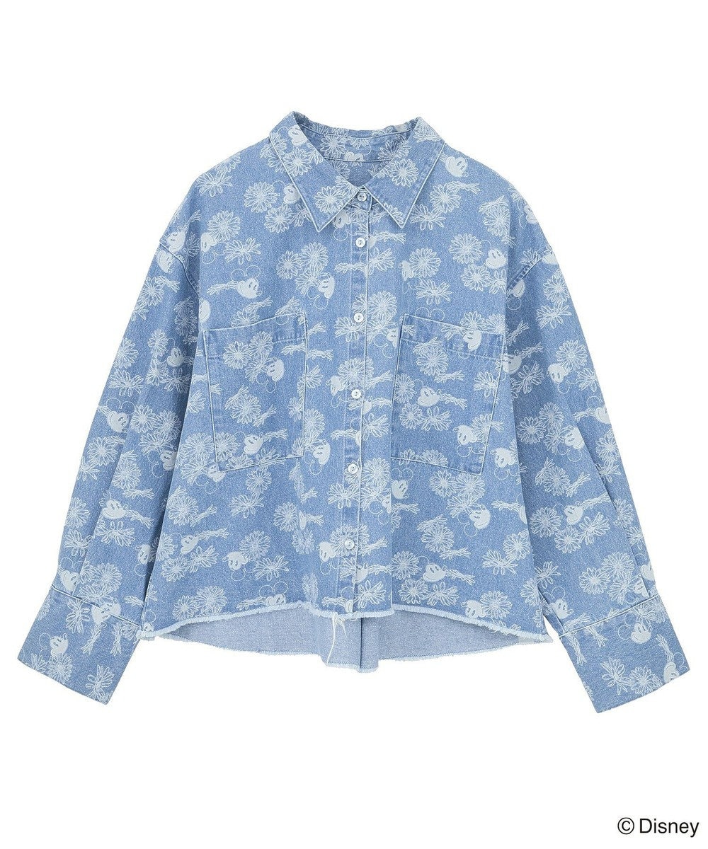 Green Parks ミッキー＆フレンズ／花柄デニムシャツ 