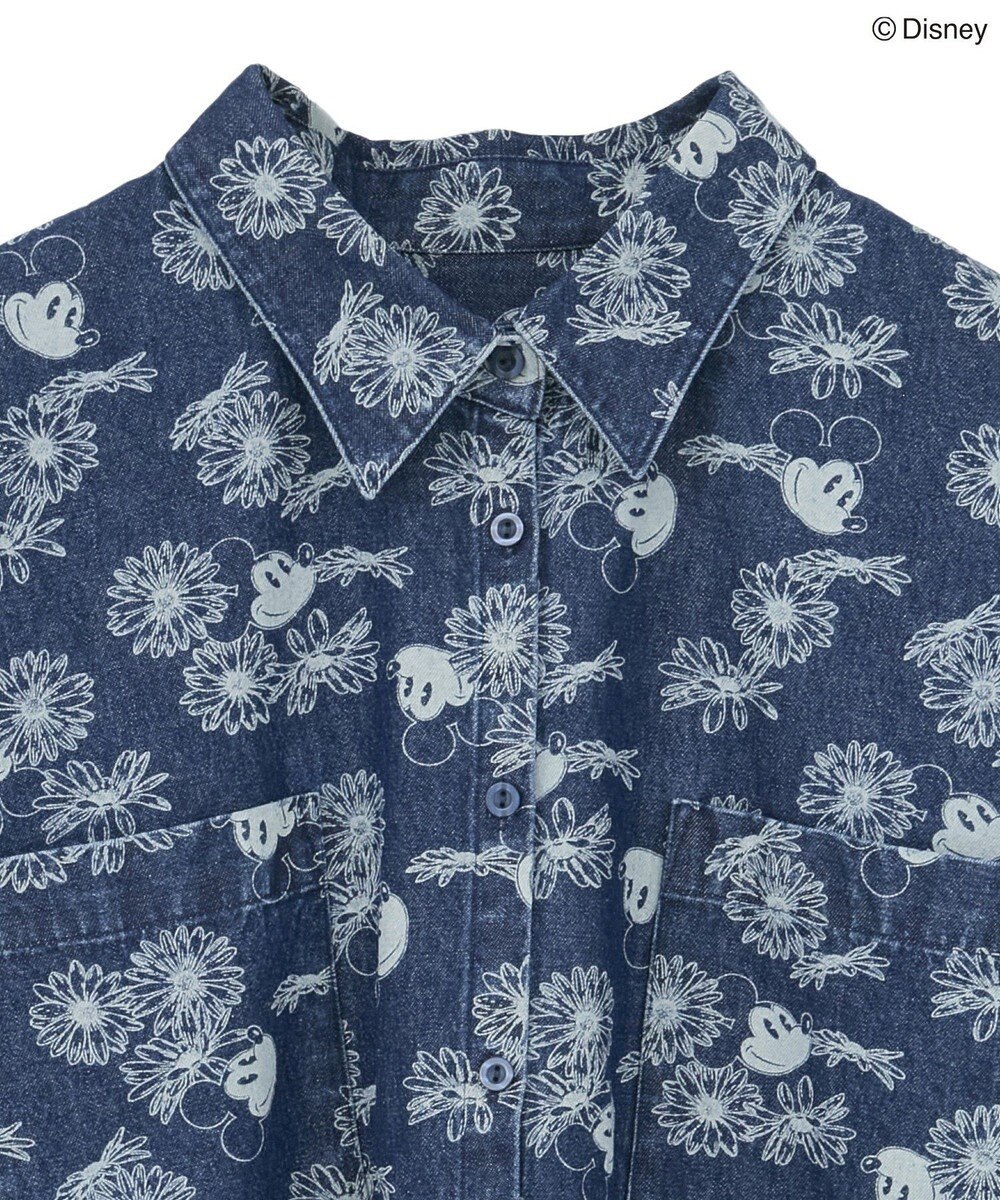 Green Parks ミッキー＆フレンズ／花柄デニムシャツ 