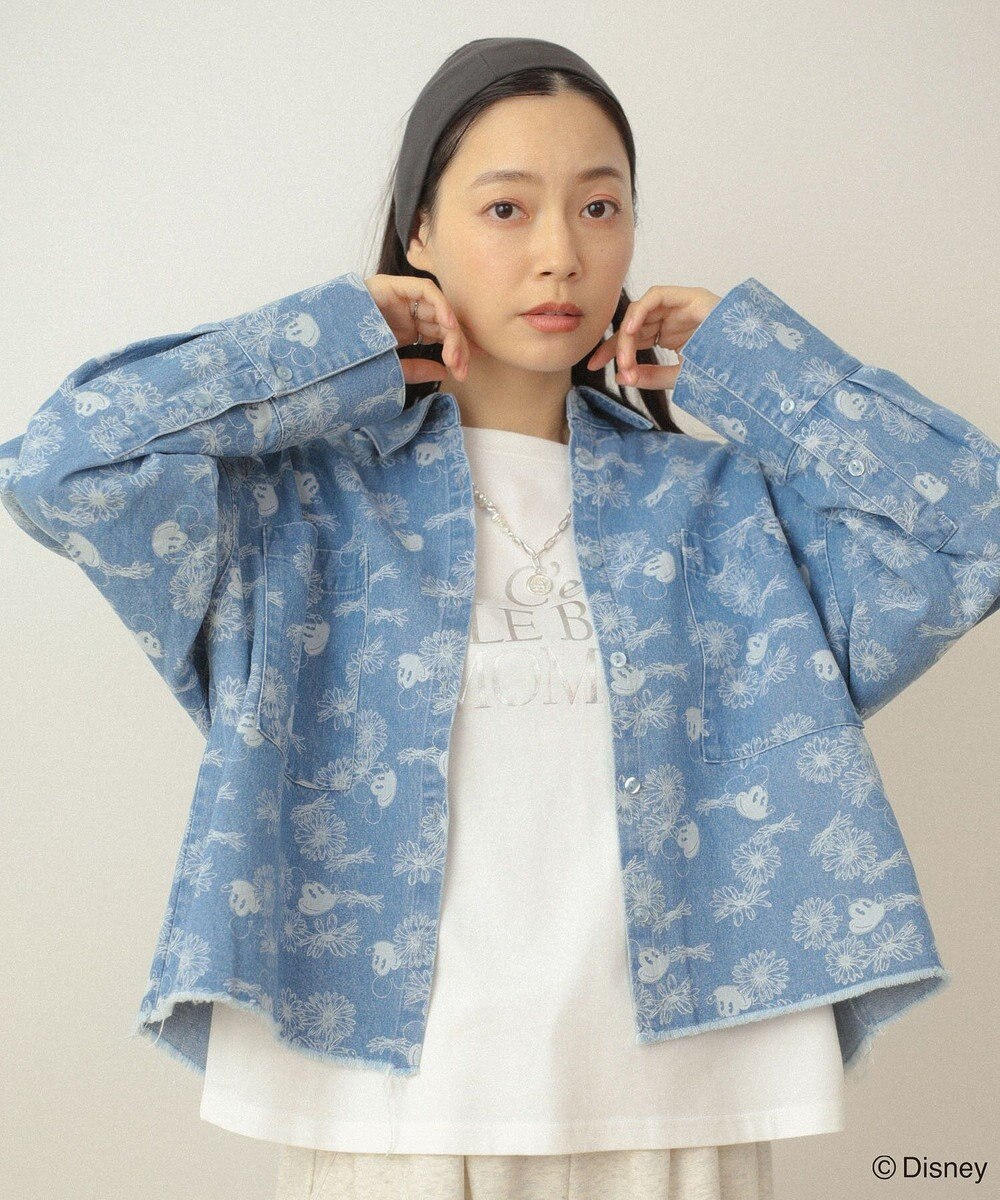 Green Parks ミッキー＆フレンズ／花柄デニムシャツ 