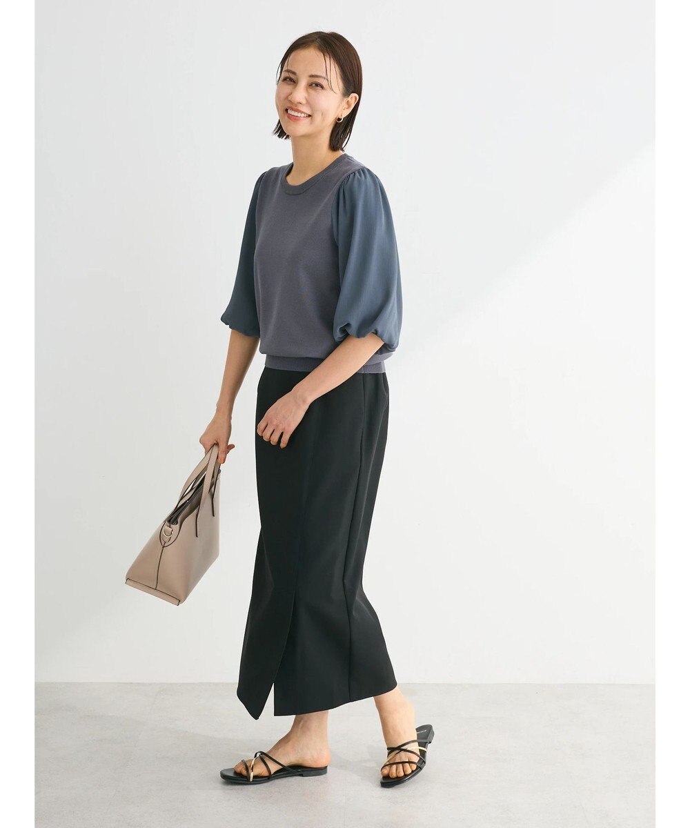 Green Parks 袖楊柳ドッキングニットプルオーバー 