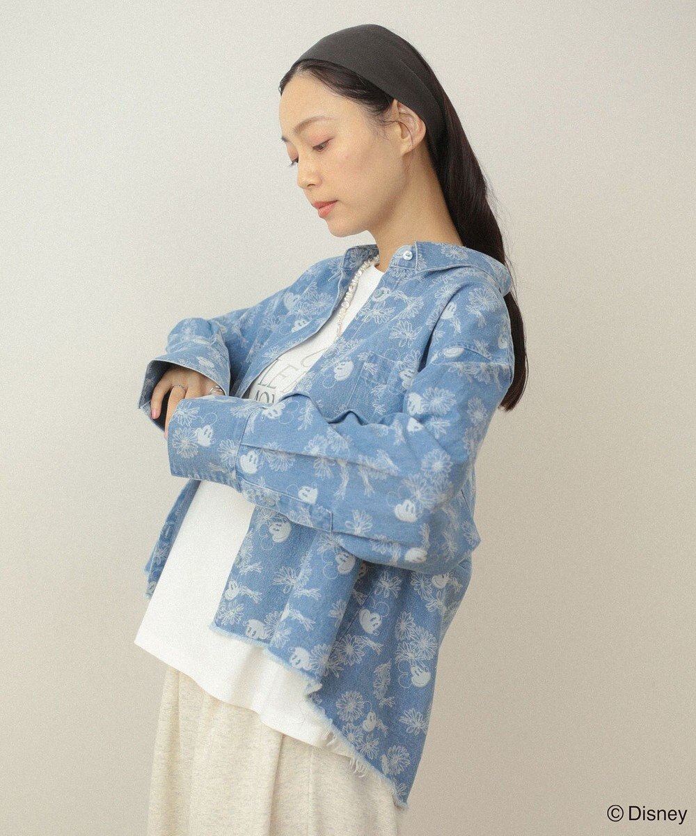 Green Parks ミッキー＆フレンズ／花柄デニムシャツ 