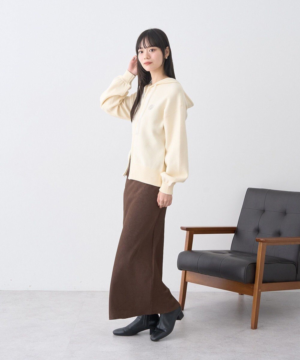 earth music&ecology レースコードダブルジップニットパーカー 