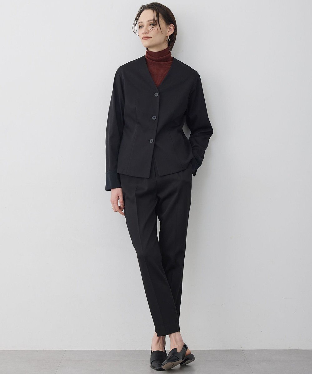 ICB 【CLASSY.掲載・裏起毛】 ウォームサテン カーディガンブラウス 