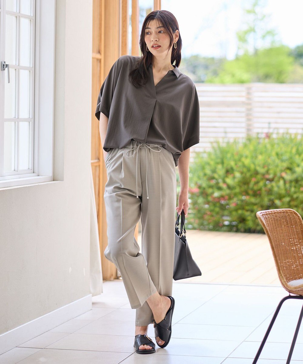 ANY L 【洗濯機可/セットアップ可/UVケア/速乾/イージーケア】サラサラテックリネンパンツ 