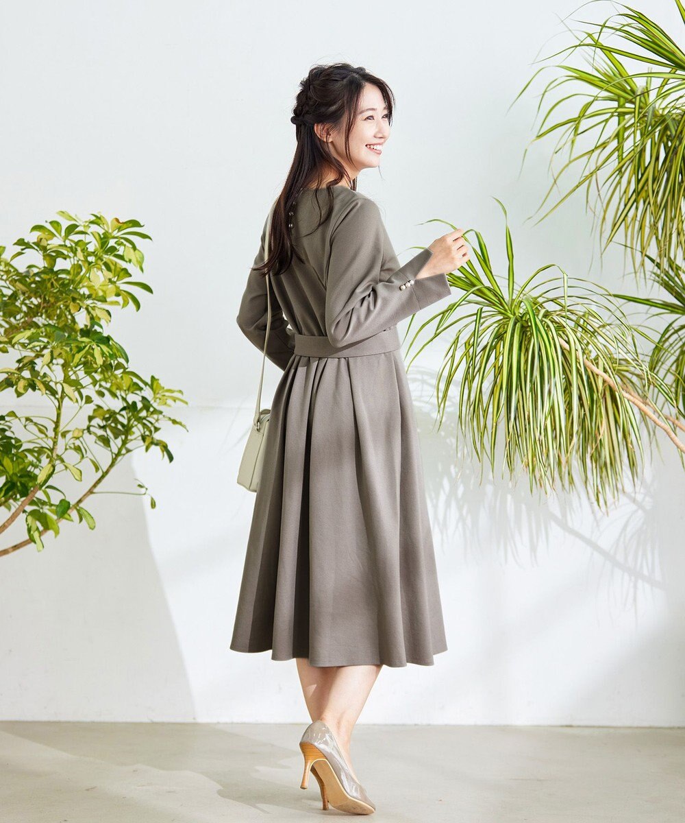 Tiaclasse 【GOLD LABEL・洗える】パールボタン付きポンチワンピース 