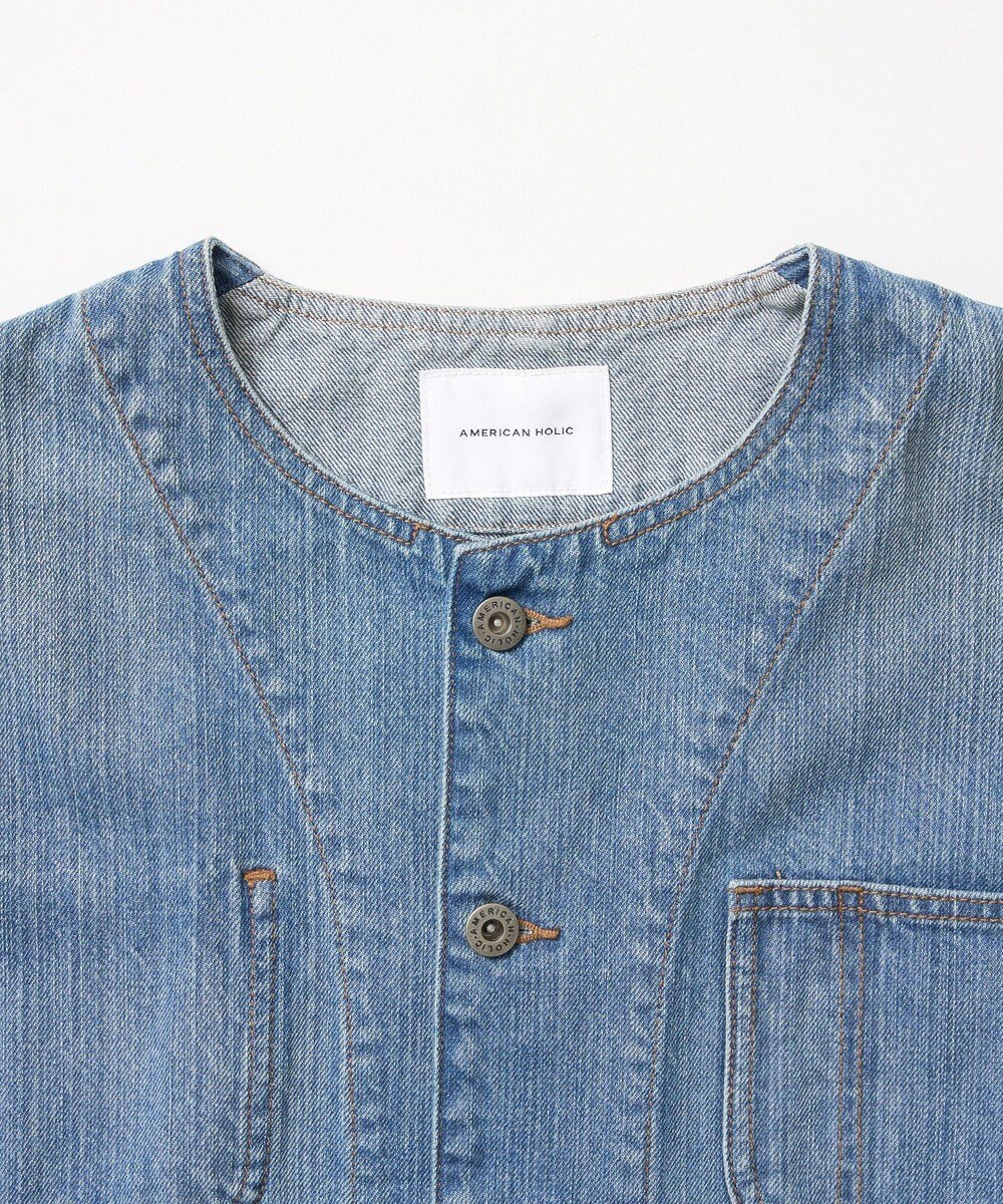 AMERICAN HOLIC ノーカラーデニムカバーオール 