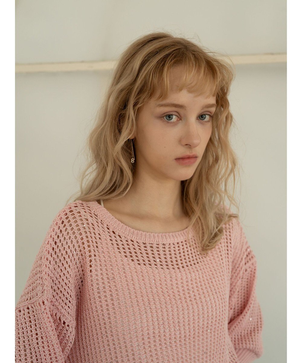 Te chichi スパンコールメッシュハーフスリーブニット《2025Autumn catalog item》 