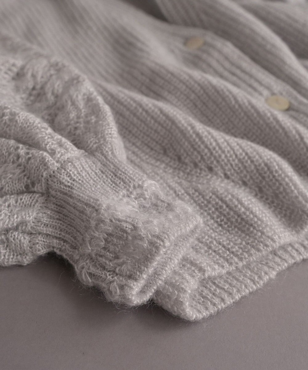 muuc 〈高品質シルク＆アンゴラモヘア〉模様編み ボリューム袖 カーディガン 