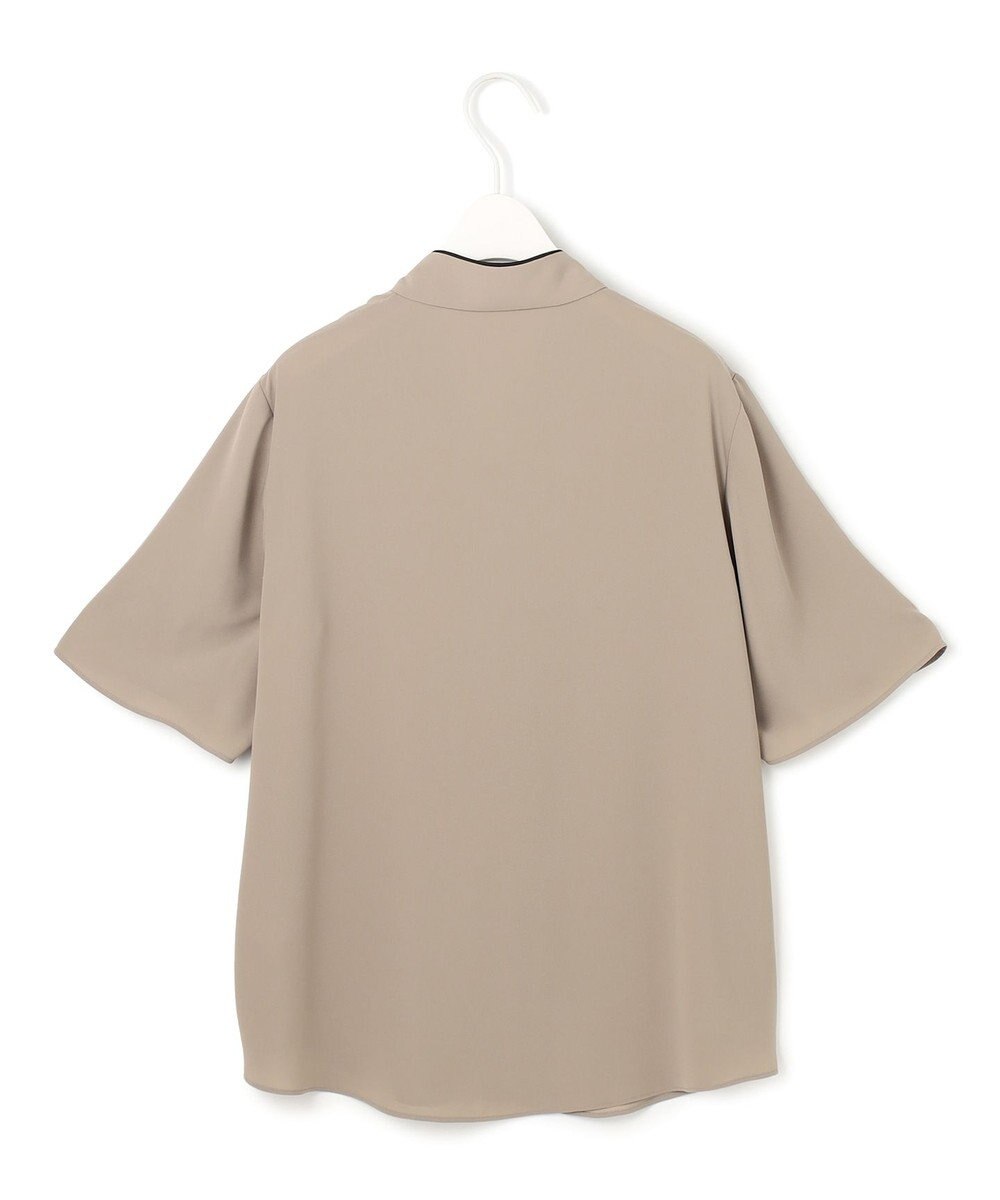 ICB L 【人気のため新色追加・接触冷感・UVケア・洗える】BackSatinAmunzen 5分袖配色ボウタイブラウス 