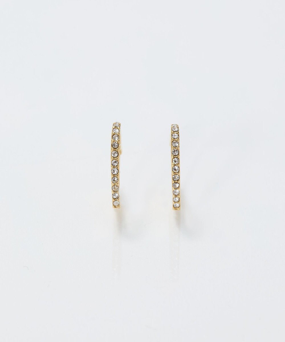 Phoebe 【金属アレルギー対応】ワンタッチライナーハートビジューフープピアス　ゴールド 