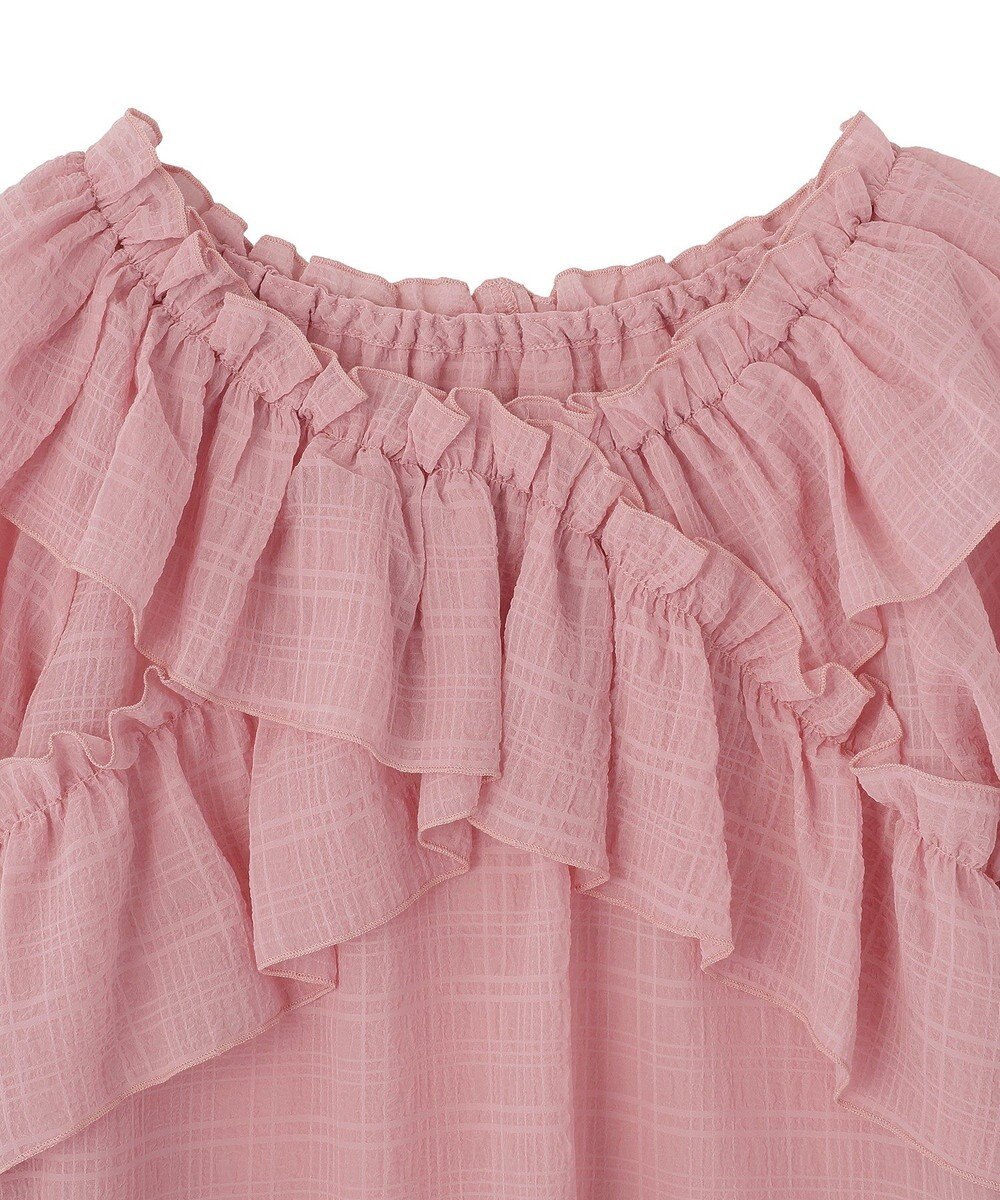 earth music&ecology シアーチェック2wayオフショルブラウス 