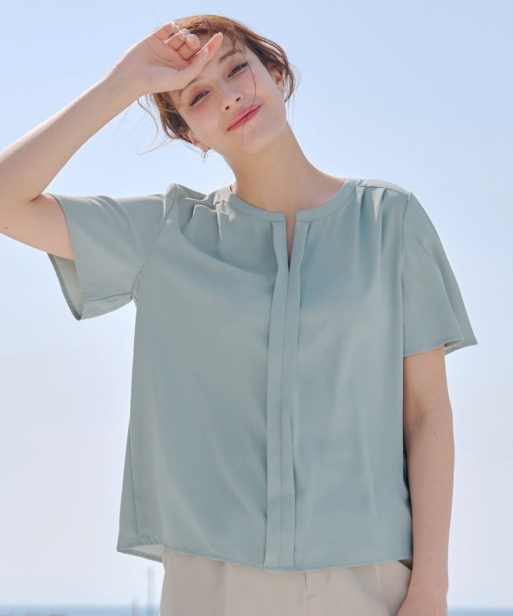 Tiaclasse 【2WAY・接触冷感・洗える】ノーカラーブラウス 