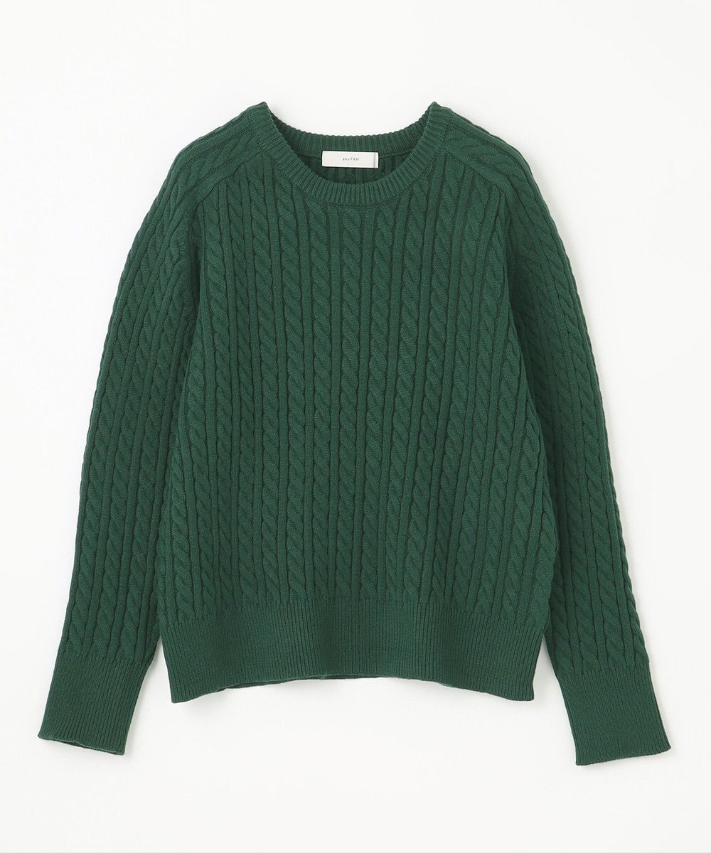 ANY L 【洗濯機可】クロップド丈ケーブルニット 