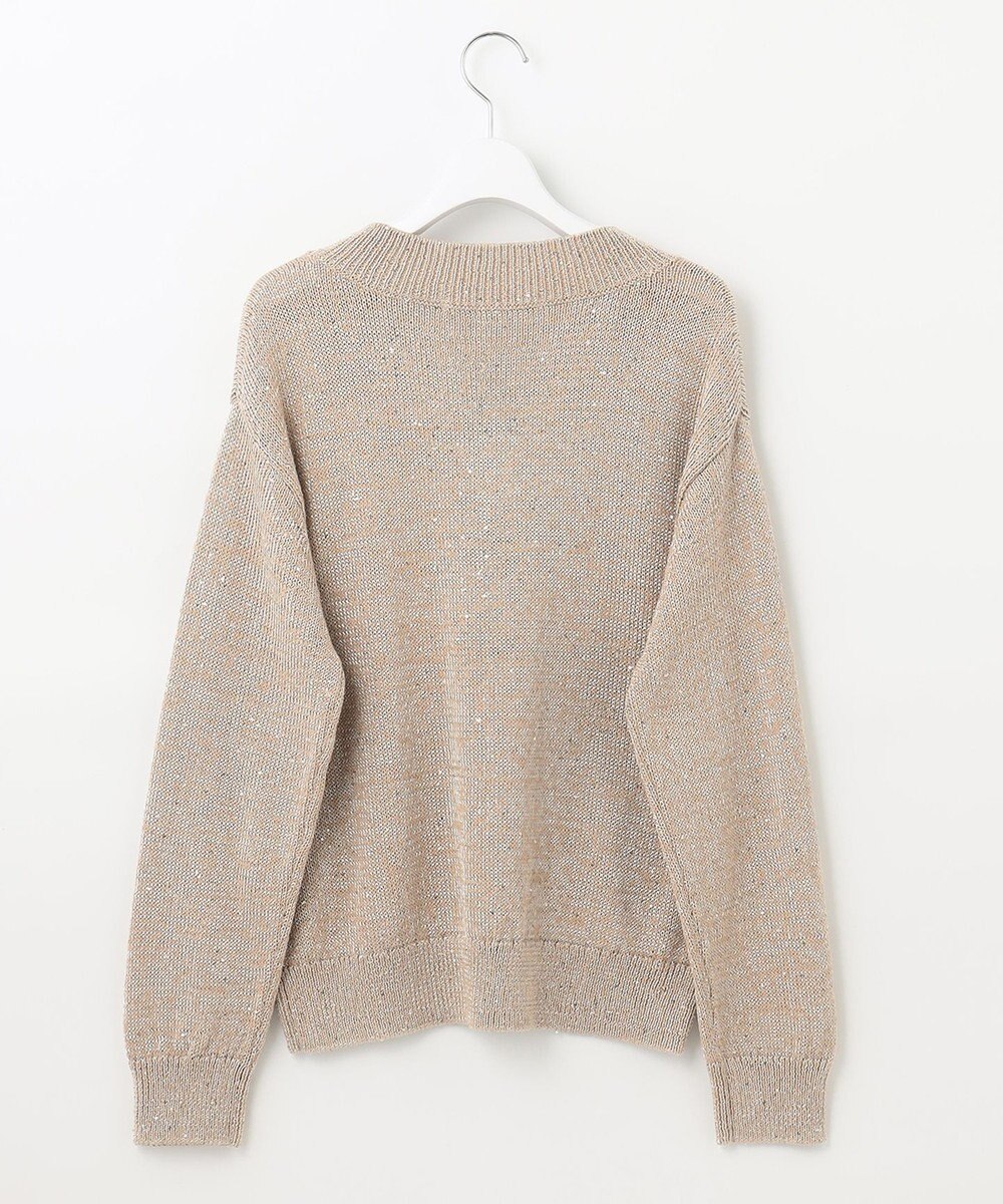 自由区 L 【洗える】スパングルニット Vネックニット 