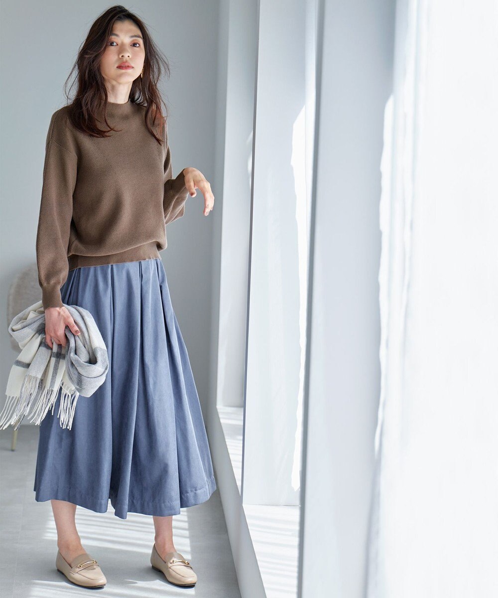 ANY L 【ウエストゴム】ベロアタッチタックスカート 