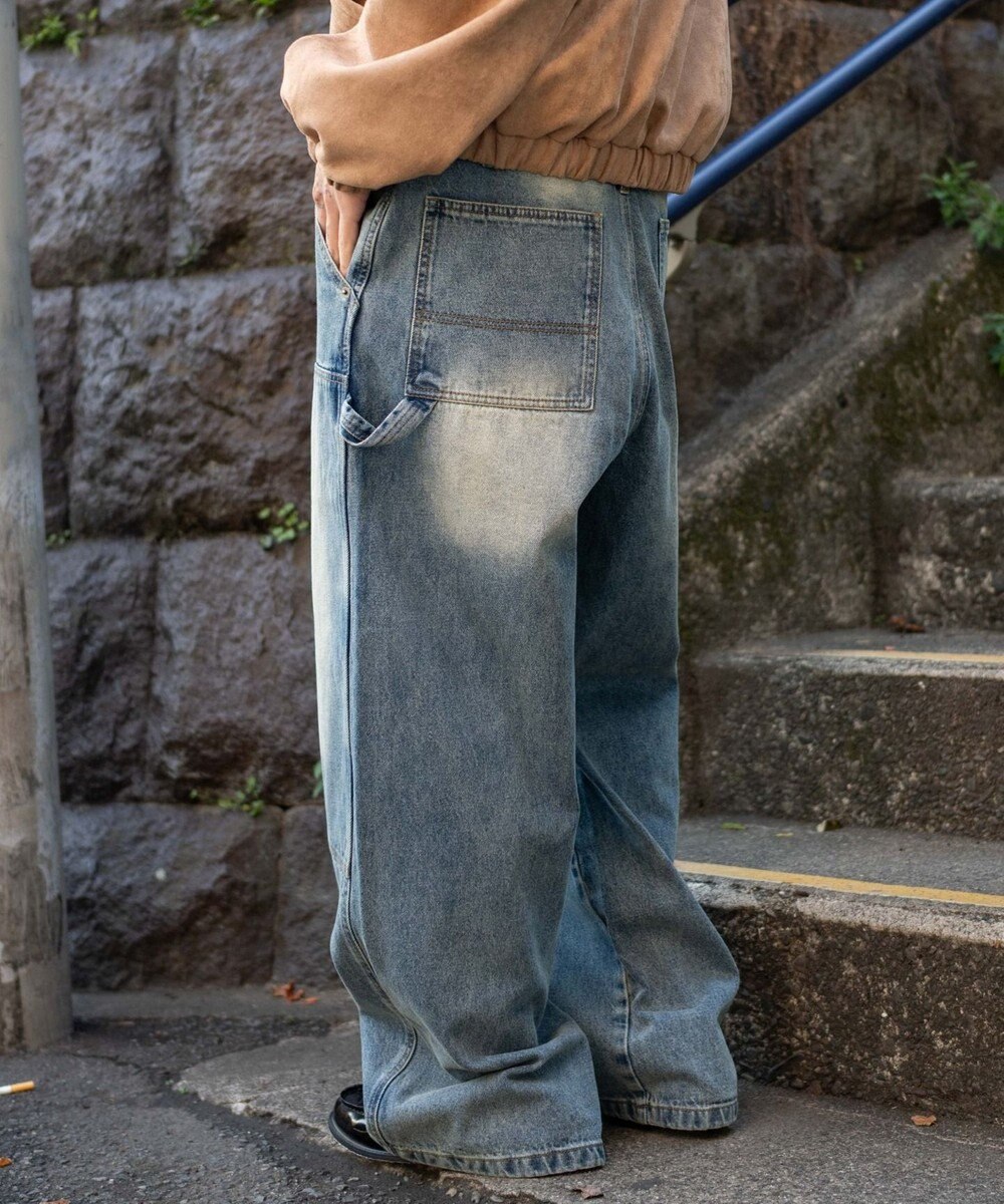 WEGO ワーカーズダブルニーデニムパンツ 