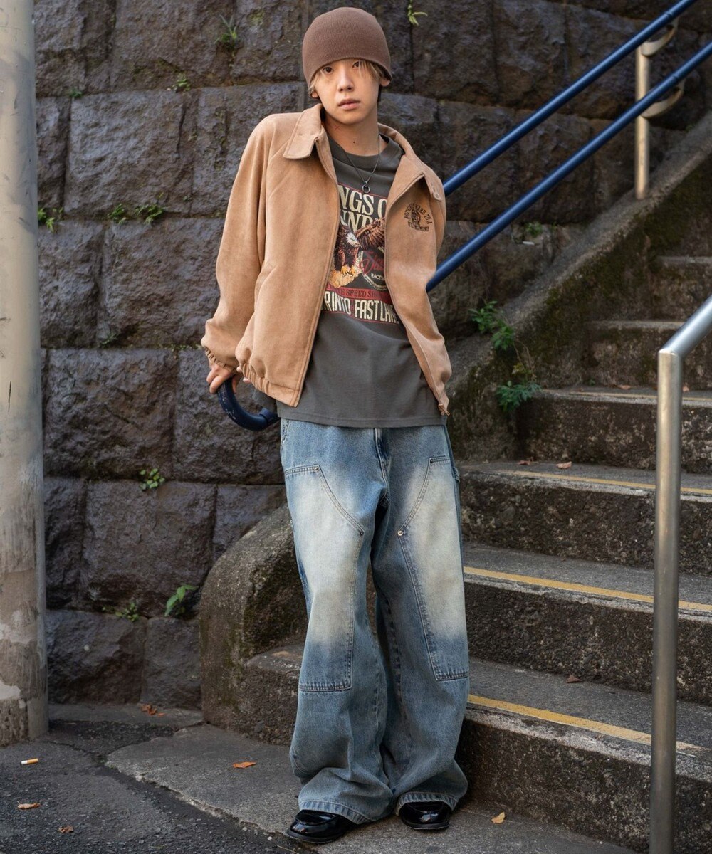 WEGO ワーカーズダブルニーデニムパンツ 