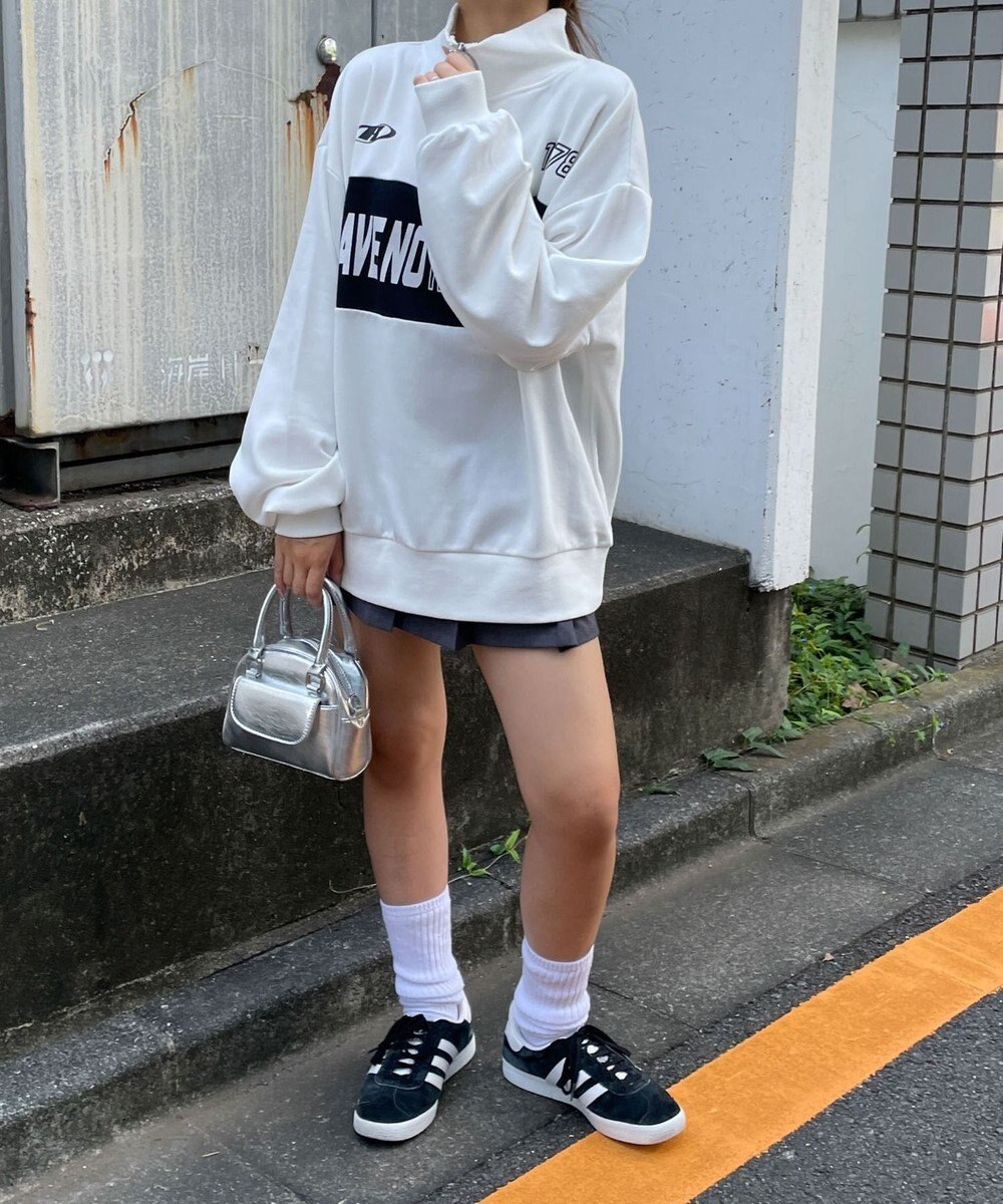 WEGO グラフィックハーフジップビッグスウェット 