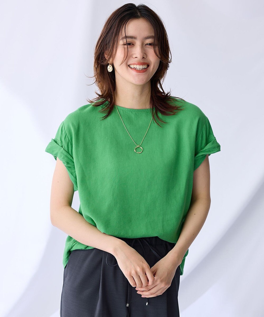 ANY 【手洗い可】ヨーロピアンリネンツイストスリーブブラウス 