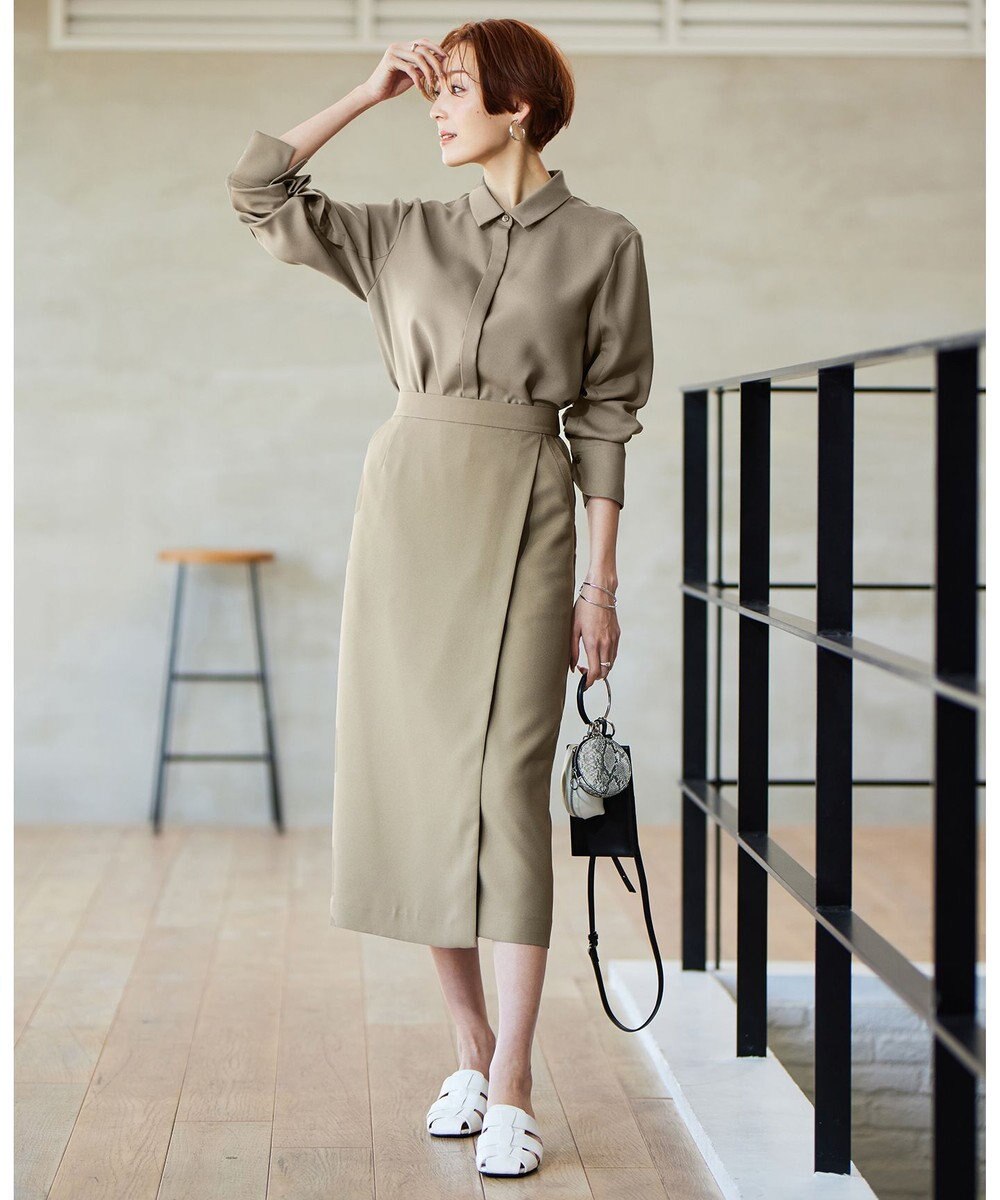 ICB 【接触冷感・UVケア・速乾・洗える】FluidBackSatin ナロースカート 