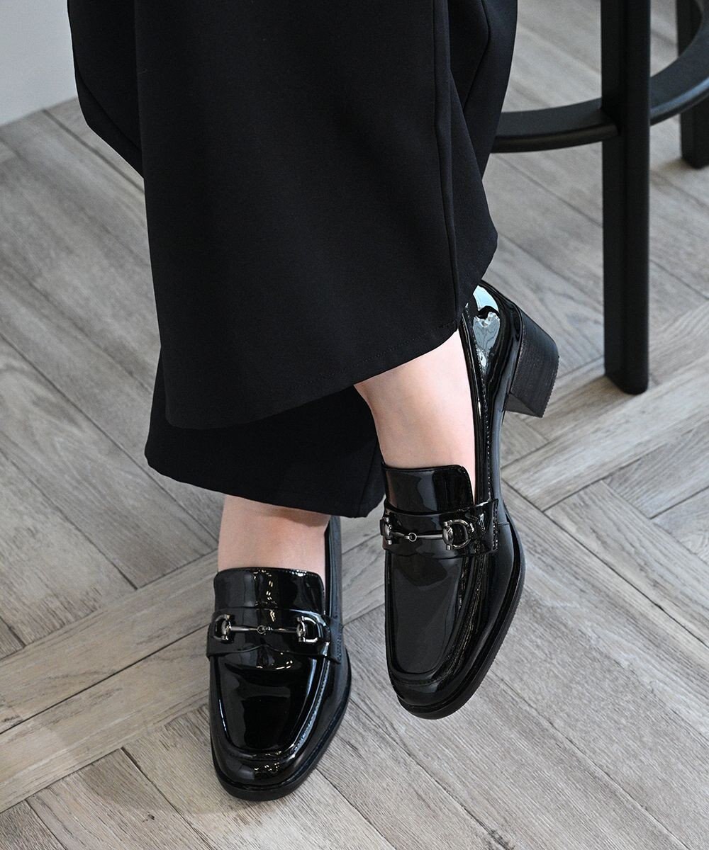 APOM イタリアンレザー ブロックヒールビットローファー45 