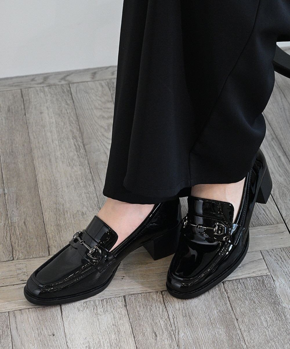 APOM イタリアンレザー ブロックヒールビットローファー45 