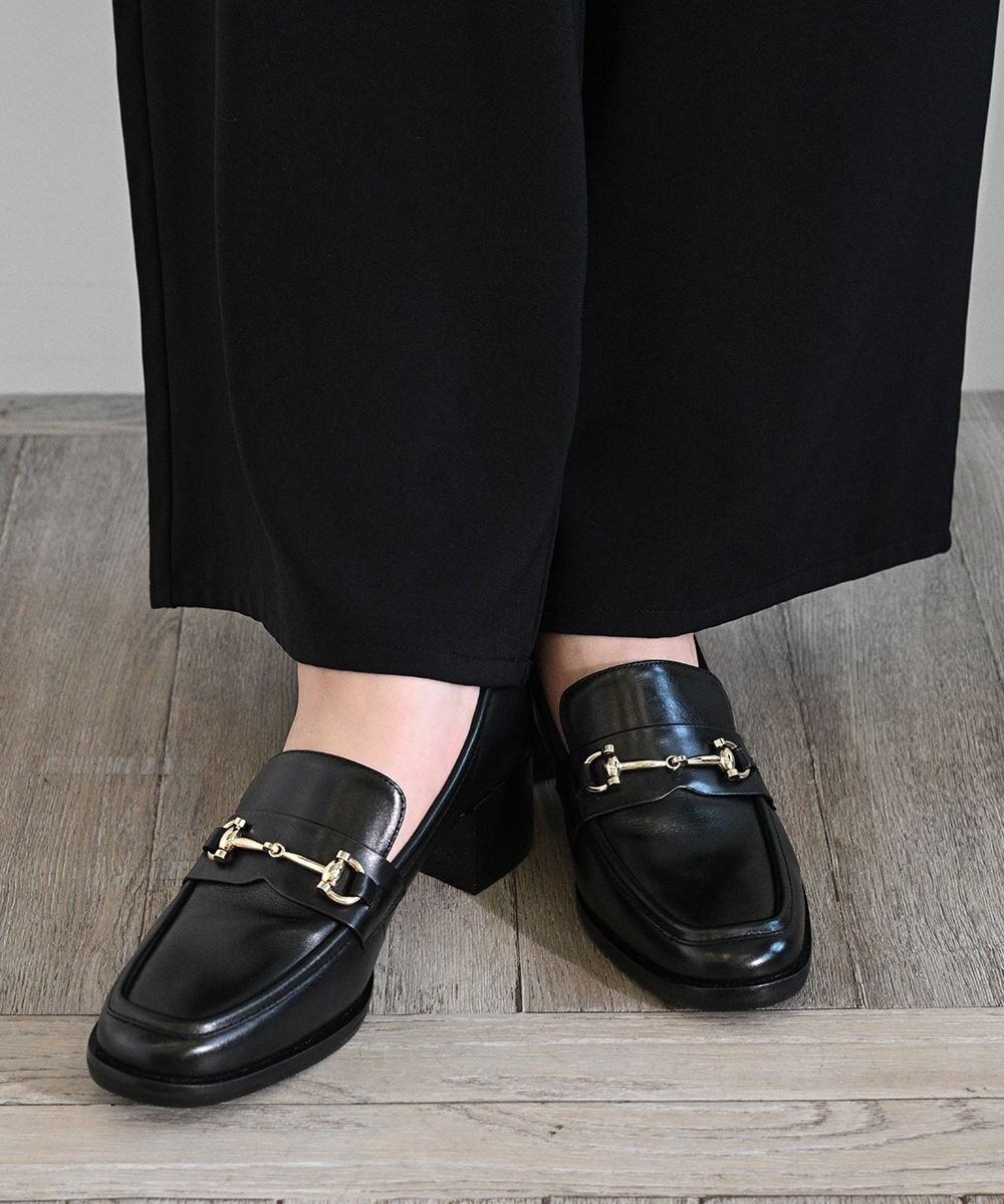 APOM イタリアンレザー ブロックヒールビットローファー45 