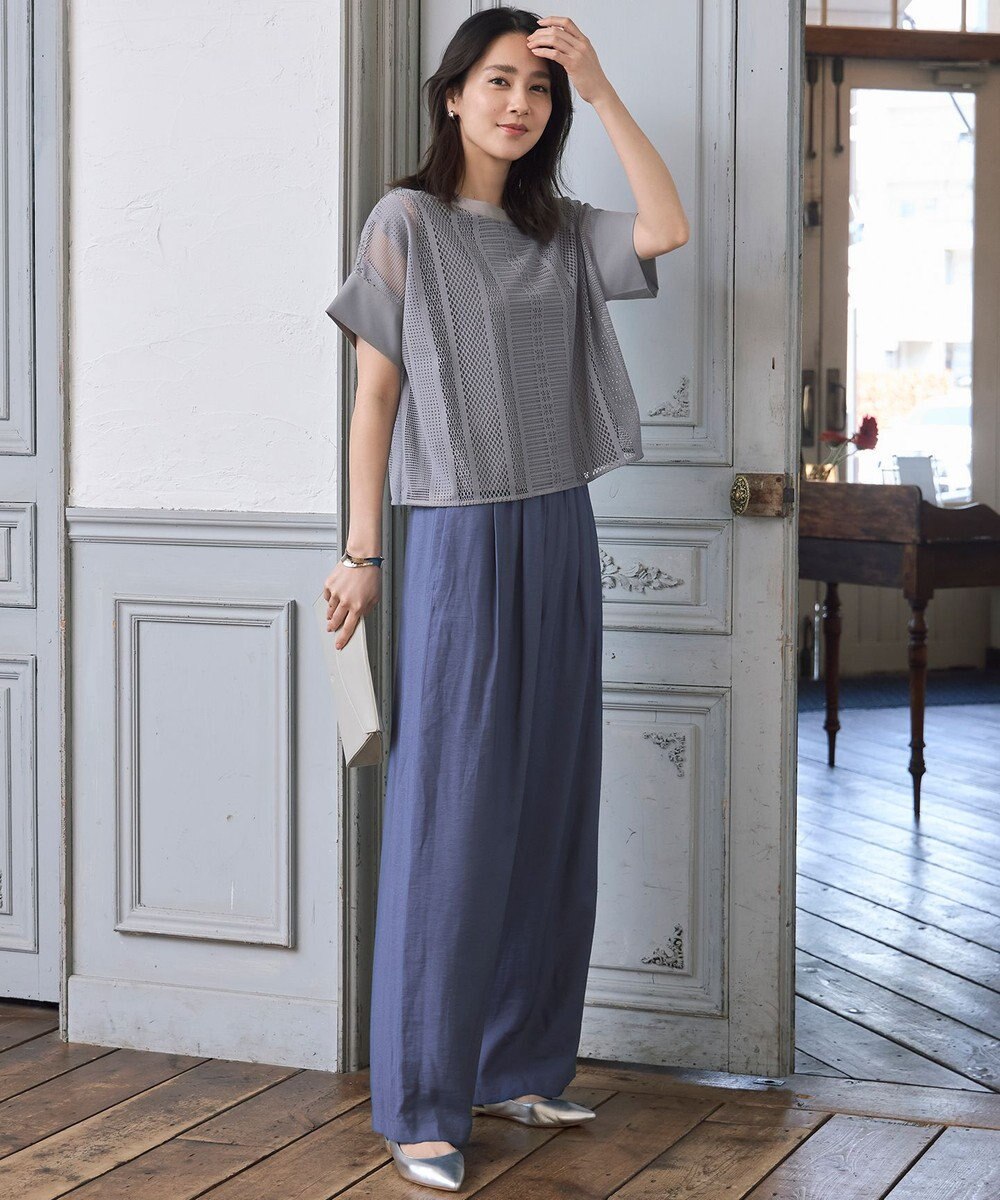 自由区 L 【洗える】レースエッジ Tシャツ&タンクトップセット トップス 