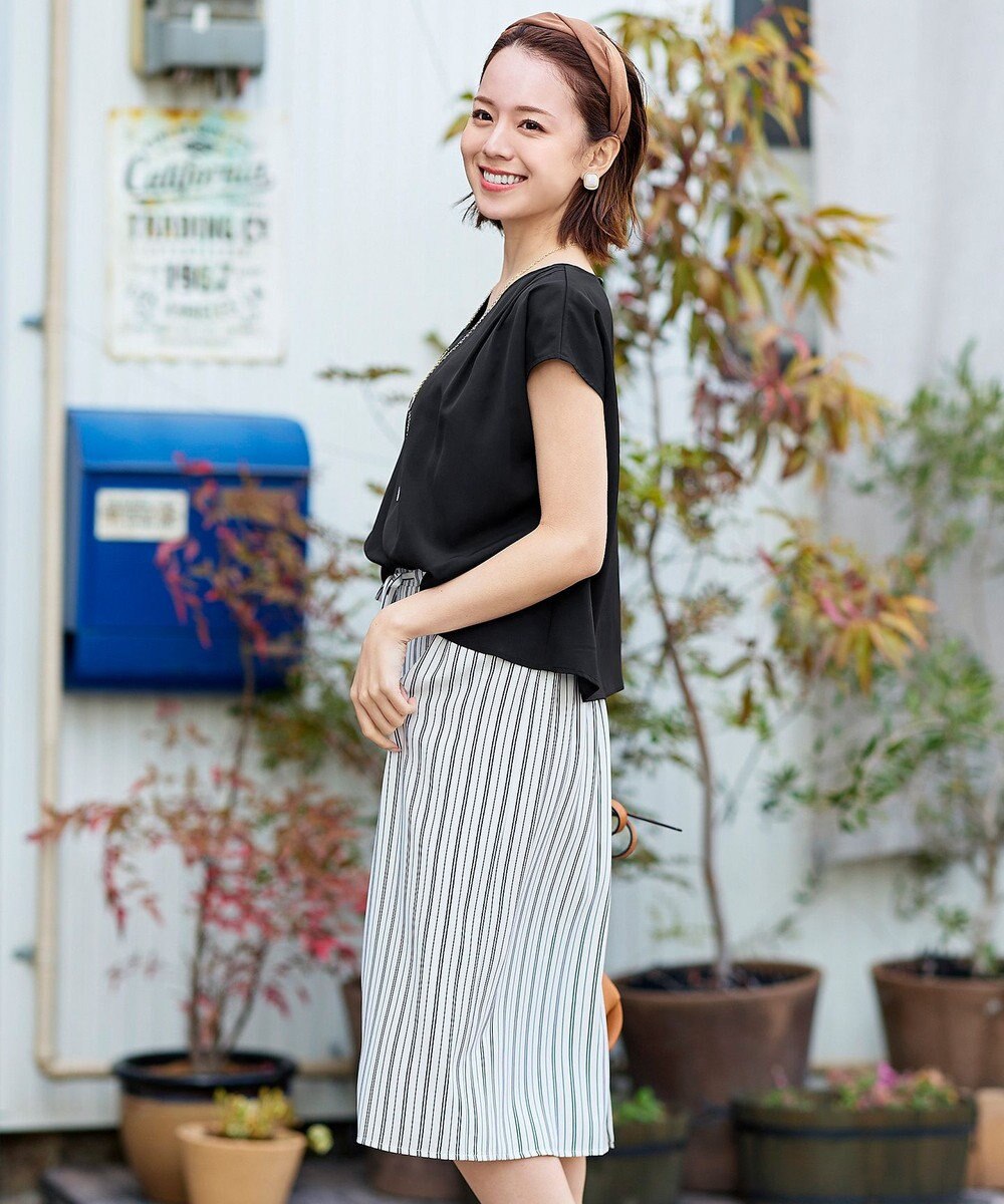 Tiaclasse 【洗える】大人こなれた印象のドッキングドロストワンピース 