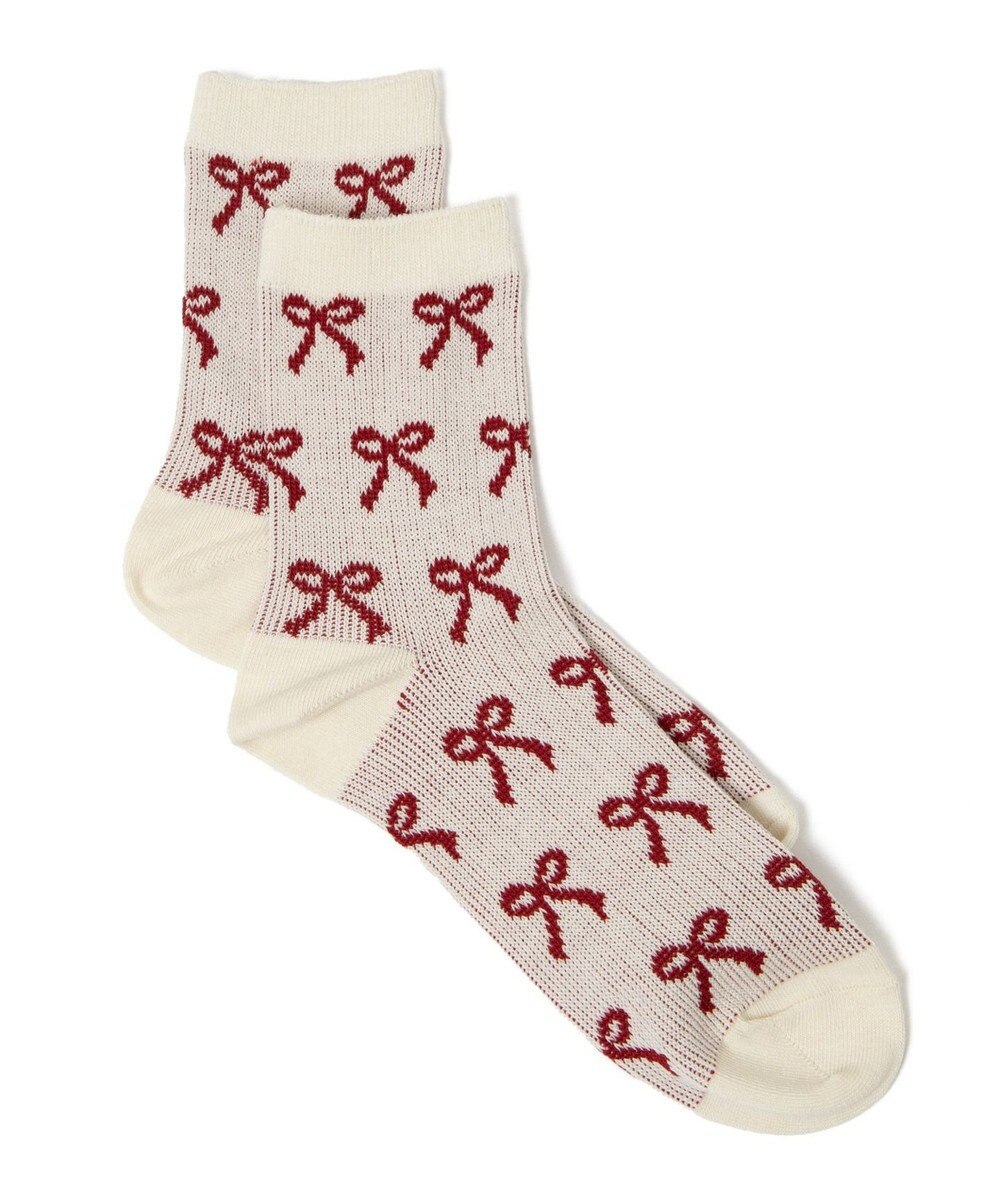 WEGO ジャガード総柄リボンソックス 