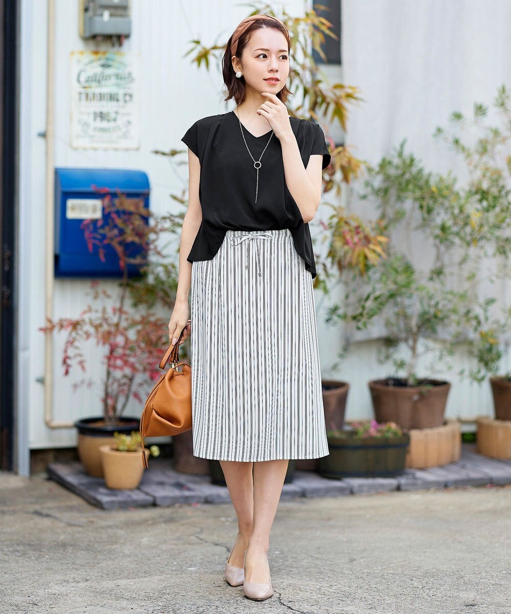 Tiaclasse 【洗える】大人こなれた印象のドッキングドロストワンピース 