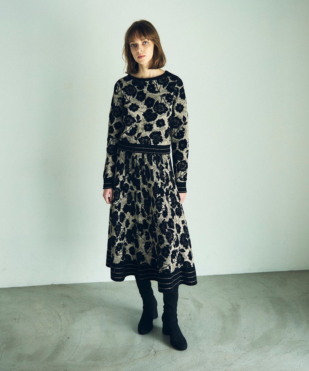 GRACE CONTINENTAL フローラルラメニットトップ 