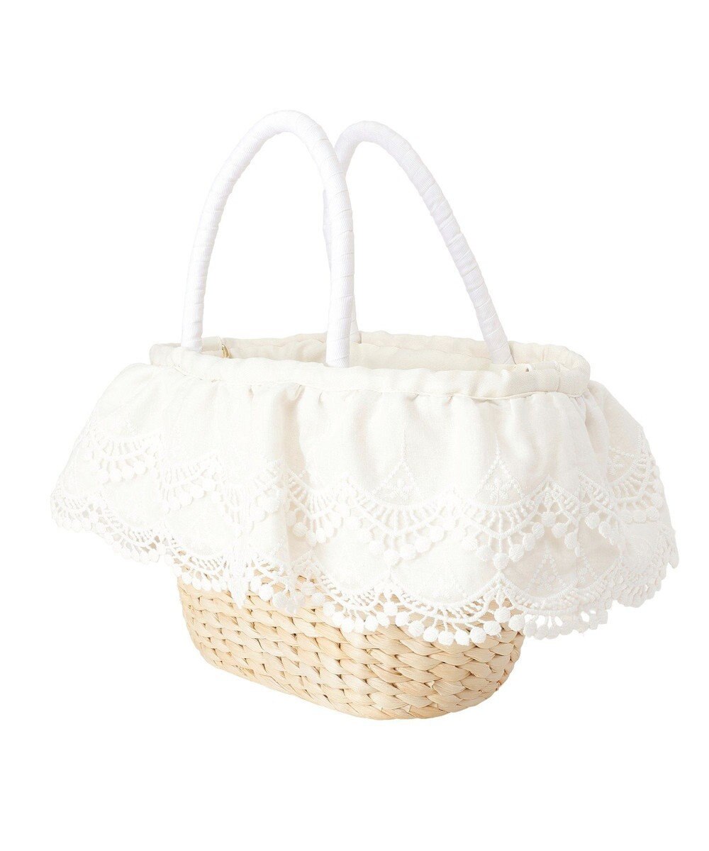 Maison de FLEUR 【2Way】レースフリルメイズ2Wayカゴバッグ 