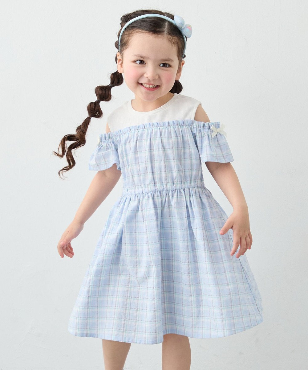 ANY KIDS 【洗濯機可能】オンオフショルダーワンピース 