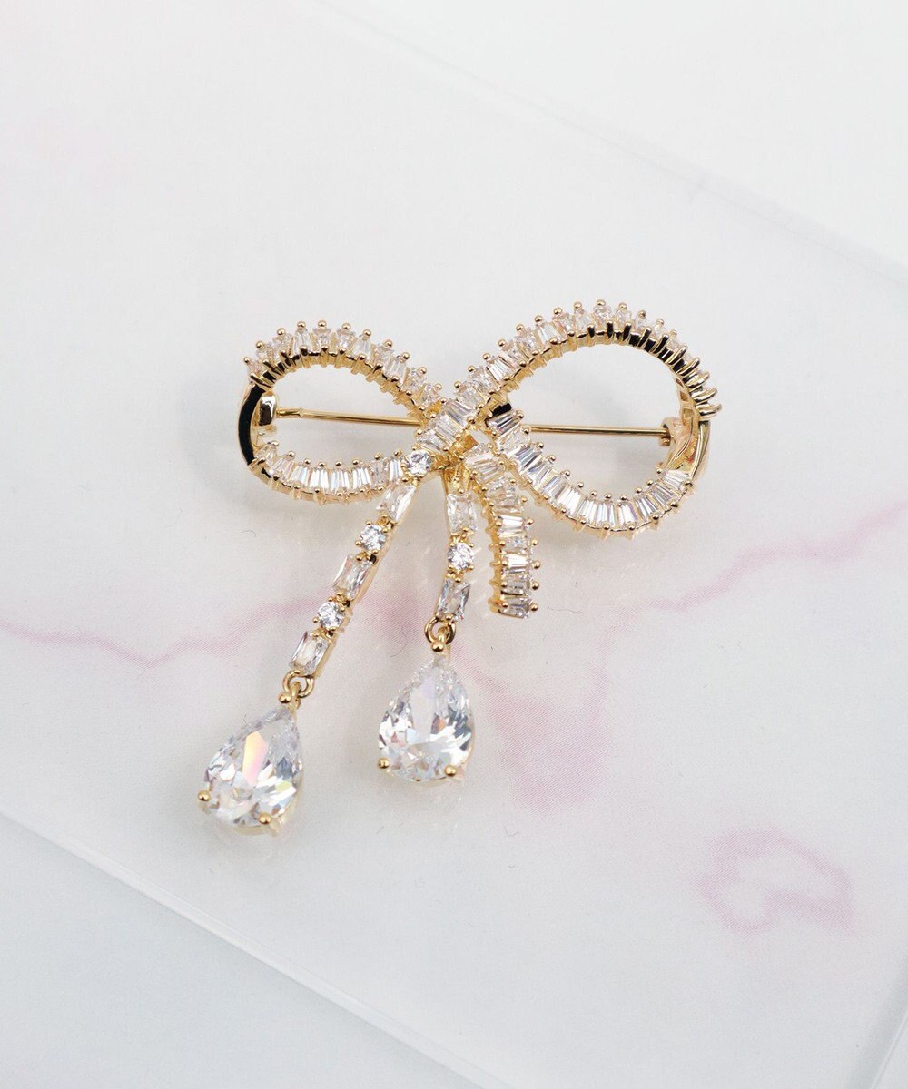 Tiaclasse 【安田美沙子さん着用】キュービックリボンモチーフブローチ 