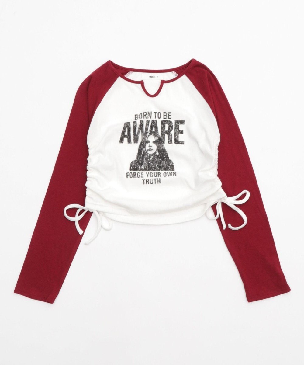 WEGO キーネックサイドドロストラグランロンT 