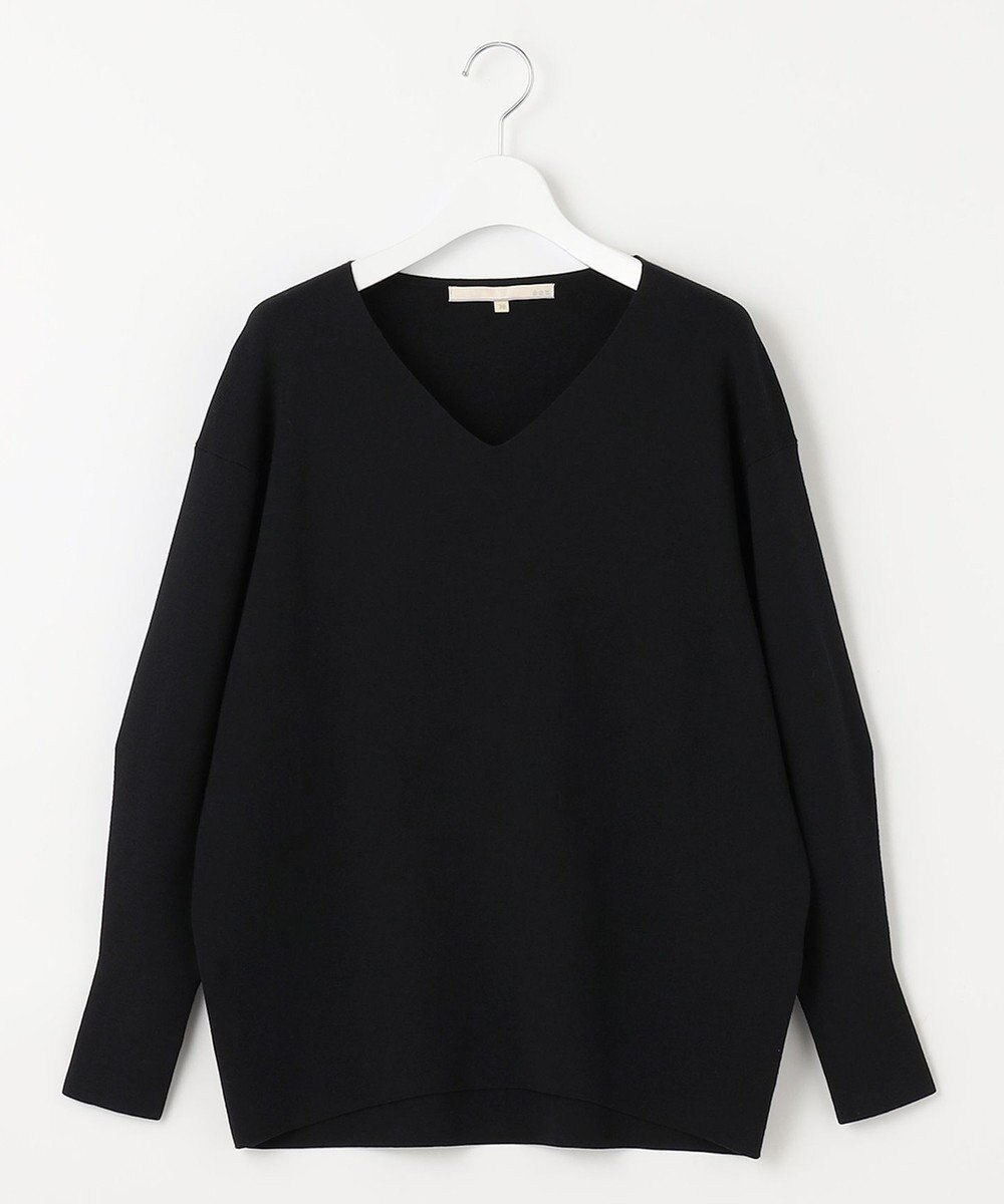 自由区 L 【洗える/セット可】レーヨンポリエステルスムース Vネックニット 