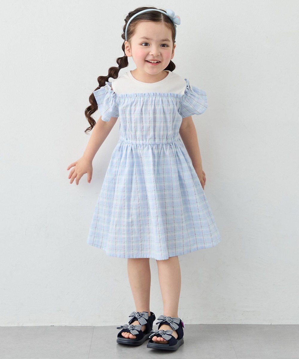 ANY KIDS 【洗濯機可能】オンオフショルダーワンピース 