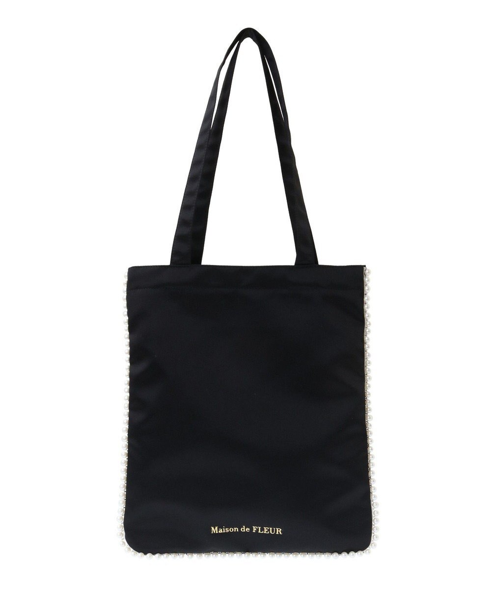 Maison de FLEUR サテンパールブレードトートバッグ 