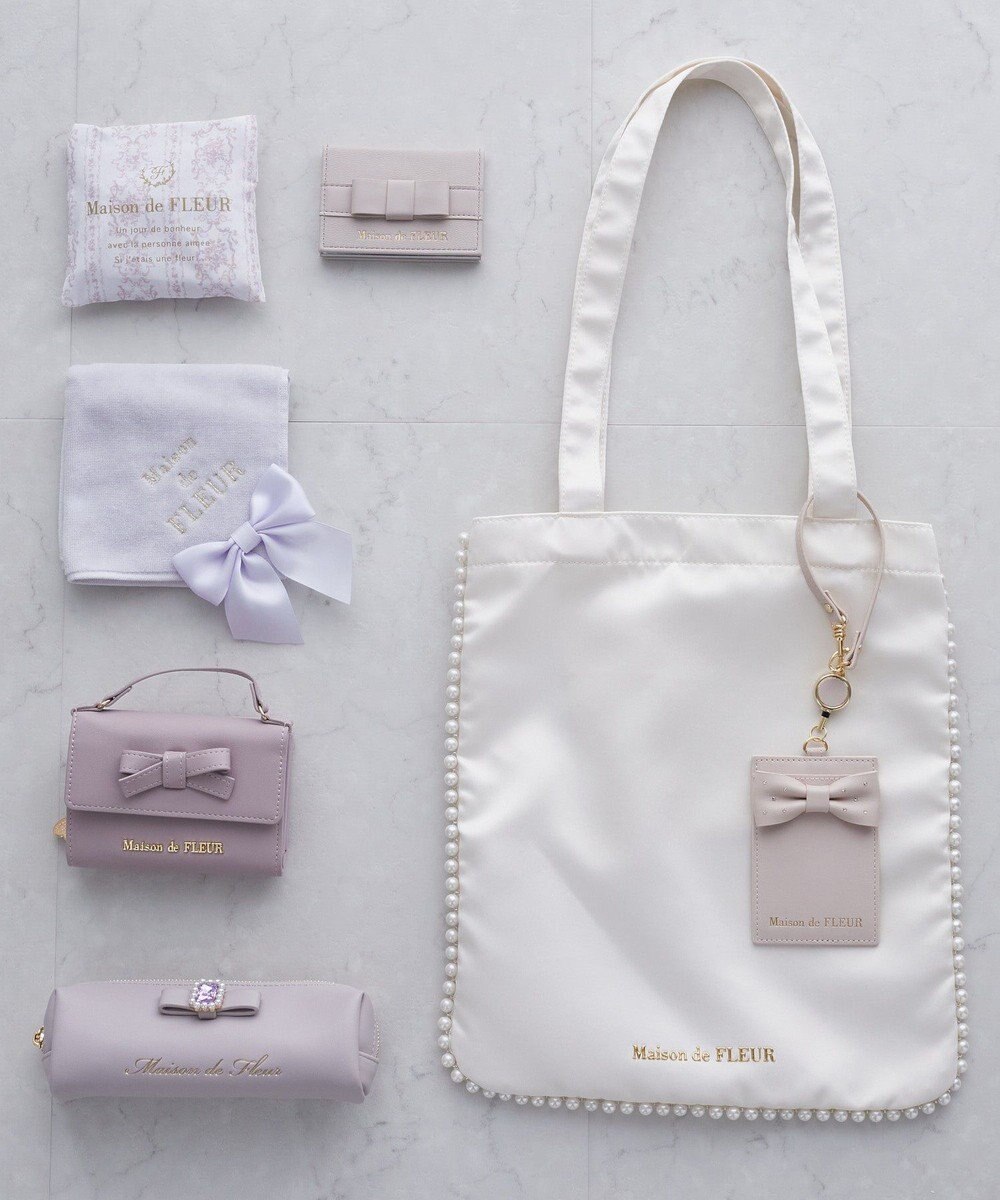 Maison de FLEUR サテンパールブレードトートバッグ 