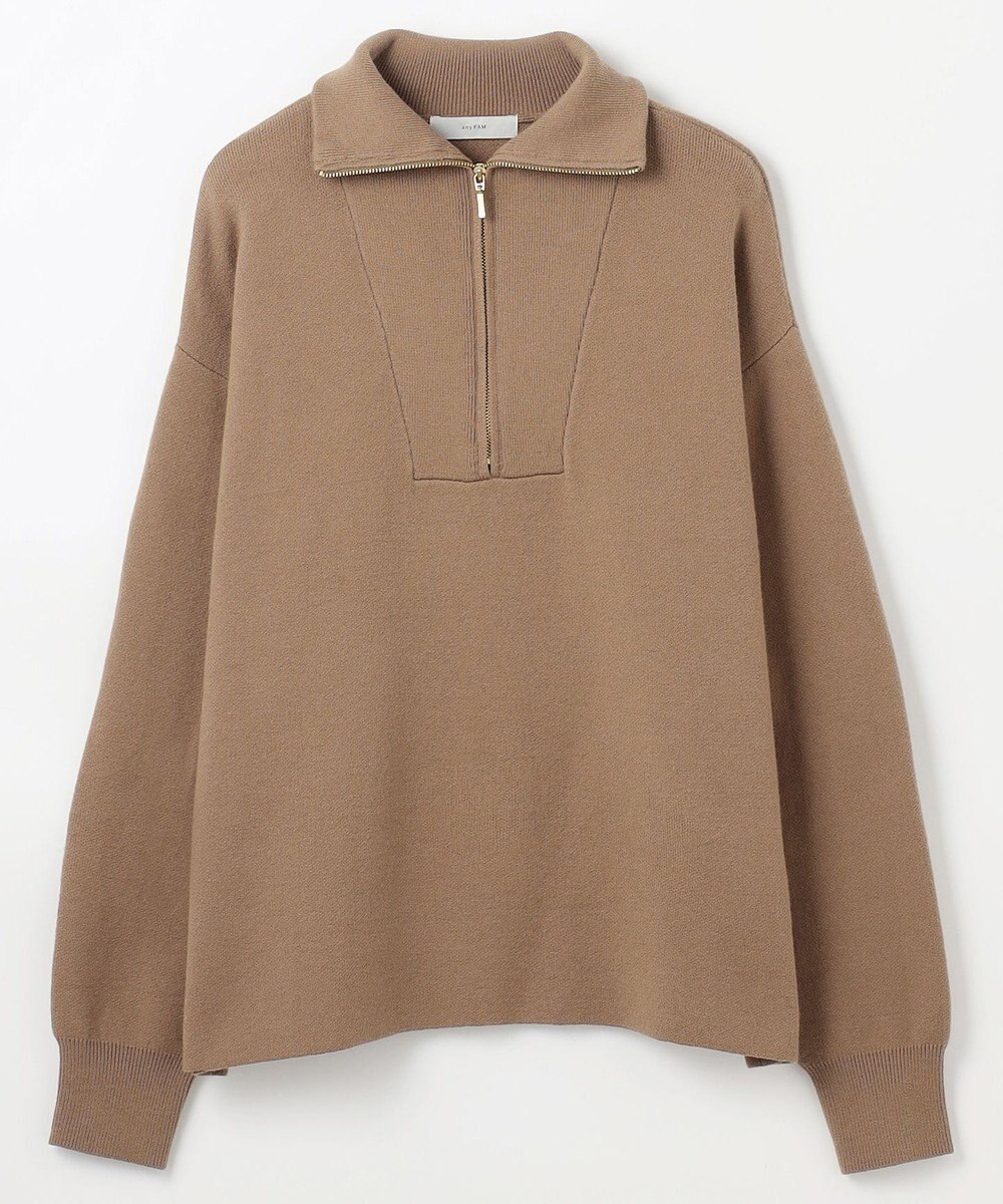 ANY スウェットライクハーフジップニット 
