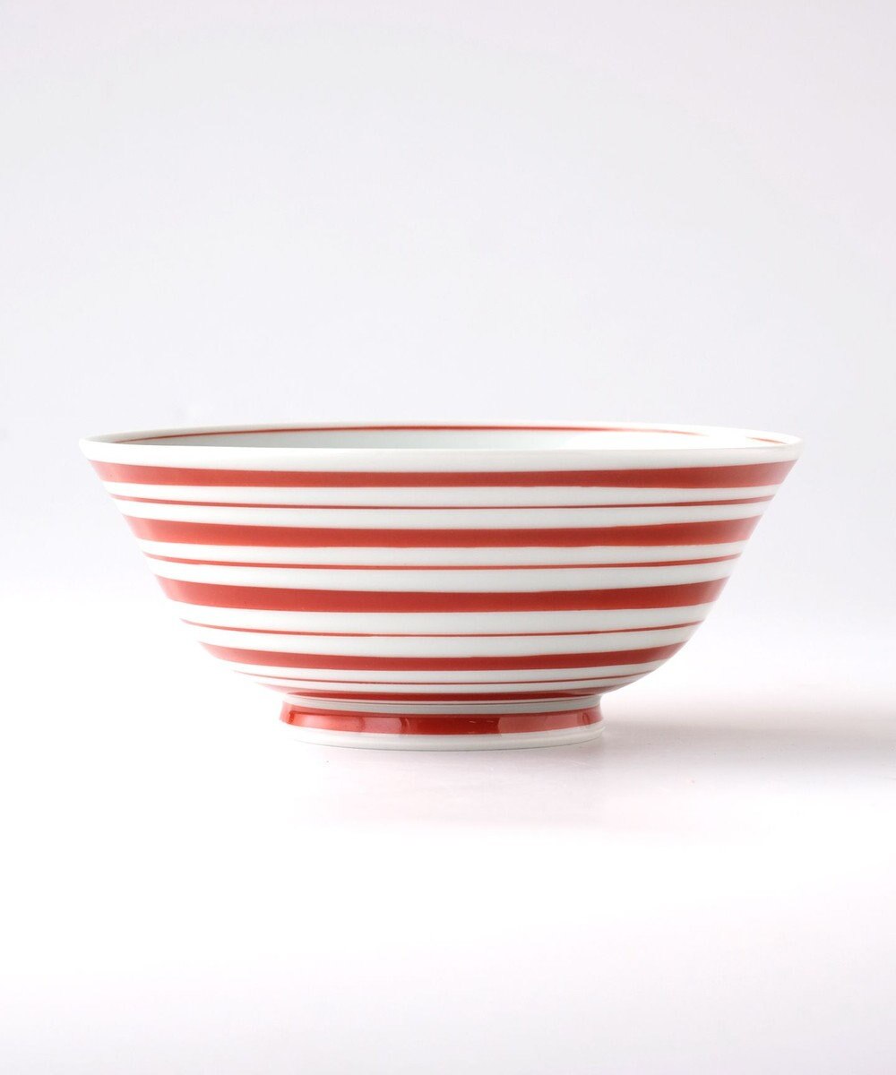 たち吉 【たち吉】おてがる丼ボーダー赤〈１個〉波佐見焼 