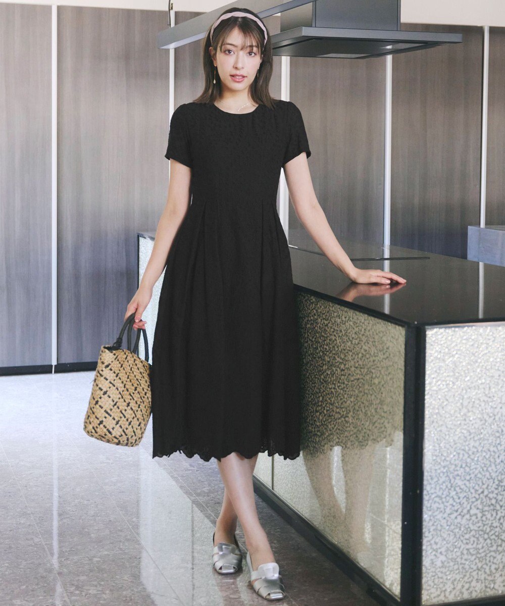 Tiaclasse 【洗える】パンチングレーススカラップワンピース 