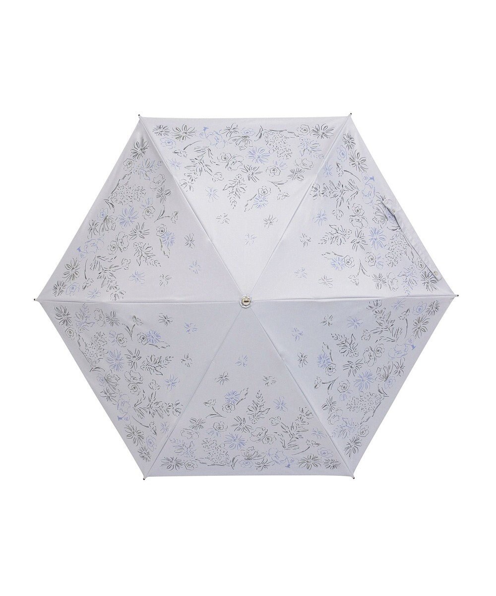 MOONBAT 【遮光率100％/遮熱/UV】LANVIN en Bleu (ランバン オン ブルー)晴雨兼用日傘 ドローイング フラワー 花柄 折りたたみ傘 簡単開閉 