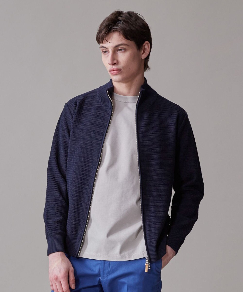 J.PRESS MEN ハイツイストヘリンボン フルジップカーディガン 